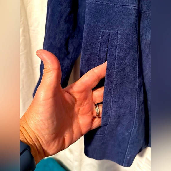 NWT Dennis by Dennis Basso Royal Blue Washable Leather Zip Up Jacket Womens Sz M - Picture 3 of 9